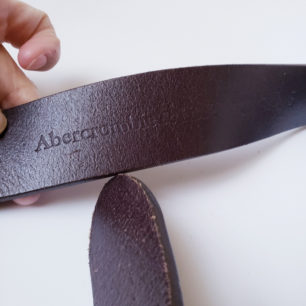 Vintage Abercrombie And Fitch Brown Leather Belt With Large Silver Buckle - Picture 11 of 16